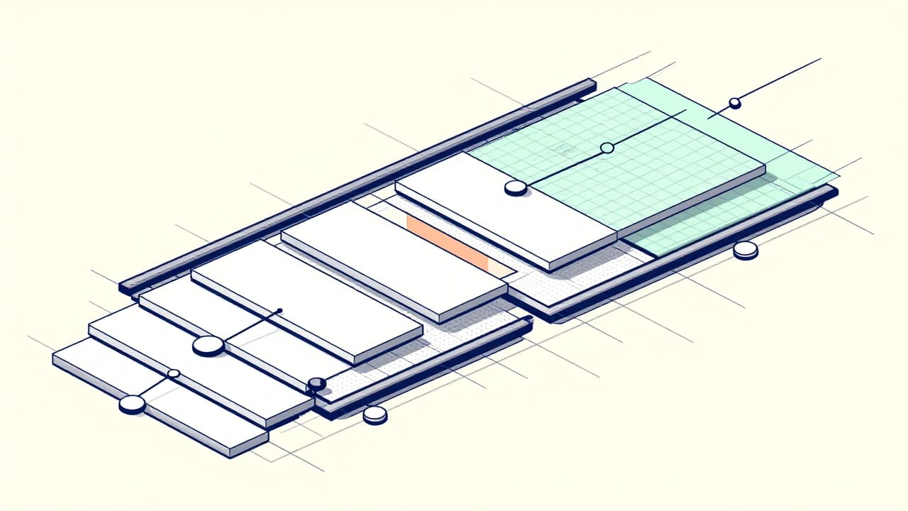 Exploded diagram of the fee routing rail